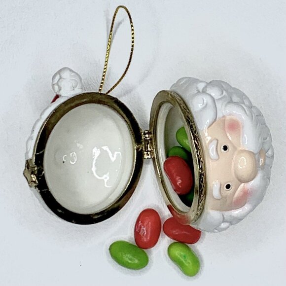 Jolly Santa Clause Porcelain Hinged Trinket Box Christmas Ornament - Picture 3 of 3